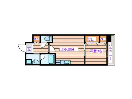 エスパース長町南(1LDK/3階)の間取り写真