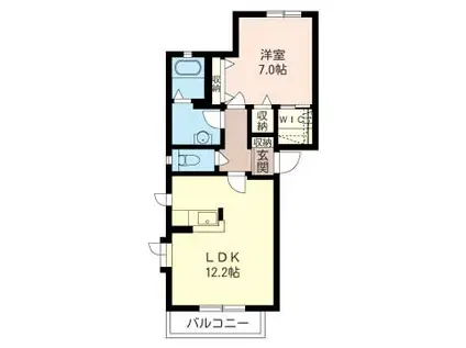 ヒルズアイ(1LDK/1階)の間取り写真