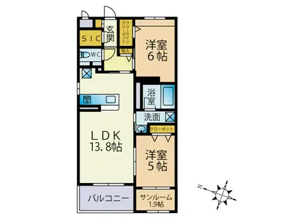 グランヒルズ学園通(2SLDK/3階)の間取り写真