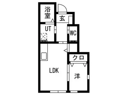 ＪＲ東北本線 六原駅 徒歩20分 2階建 築1年(1LDK/1階)の間取り写真