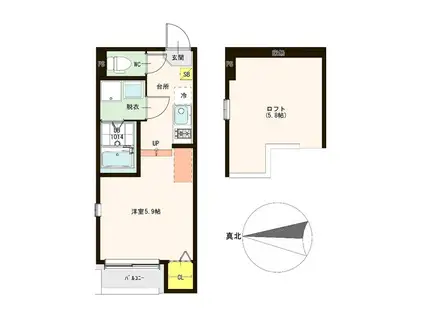 ハーモニーテラス椥辻(1K/1階)の間取り写真