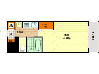 エスリード同心第3(1K/6階)の間取り写真