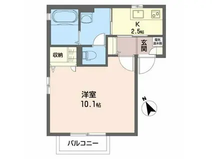 パストラル城西(1K/1階)の間取り写真