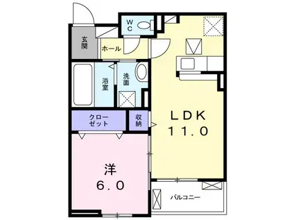 ルタンシャルム(1LDK/1階)の間取り写真