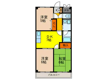 パークハイム久宝寺(3DK/2階)の間取り写真