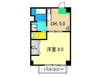 マルイマンション(1DK/2階)の間取り写真
