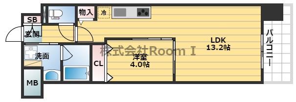 ラフェスタ真田山(1LDK/5階)の間取り写真