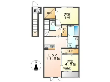 ブルースター東宮 A(2LDK/2階)の間取り写真