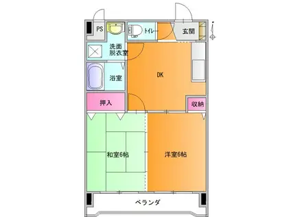 YMO南原マンション(2DK/4階)の間取り写真