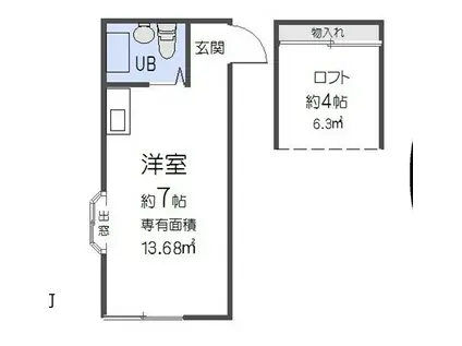 ゼフィール南浦和I(ワンルーム/2階)の間取り写真