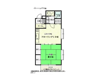 ロスメン旭ヶ丘(1LDK/2階)の間取り写真