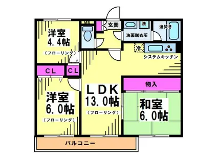 メゾンベルアネックス(3LDK/2階)の間取り写真