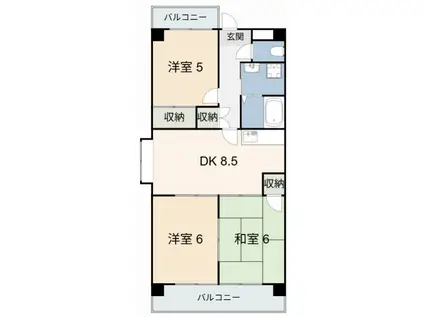 ルミエール東新(3DK/5階)の間取り写真