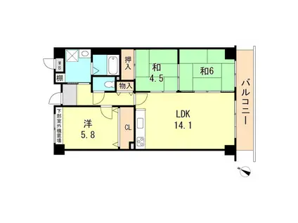 ザ・ライフ本多聞(3LDK/2階)の間取り写真