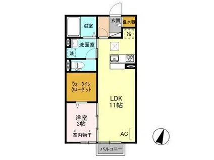 トリトン(1LDK/1階)の間取り写真