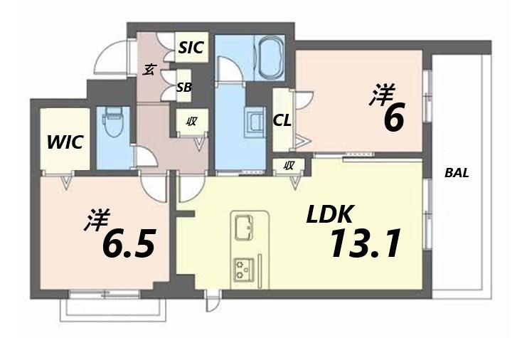 シャーメゾン クレア南今宿(2LDK/2階)の間取り写真