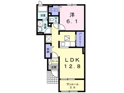 ココ ハピネス(1LDK/1階)の間取り写真