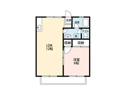 ファミールカサイC(1LDK/2階)の間取り写真