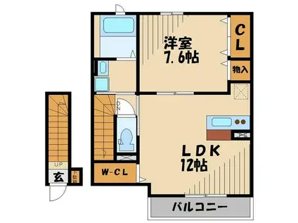 アムールネージュ弐番館(1LDK/2階)の間取り写真