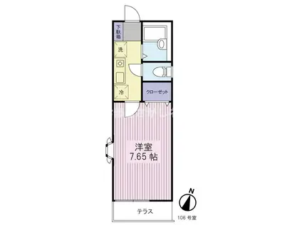 ヴィラ夏目坂学生・社会人にオススメ初期費用分割払(1K/1階)の間取り写真