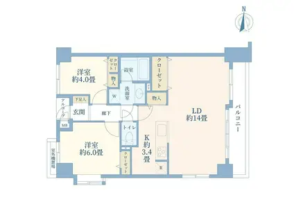 アルファーホームズ池田山(2LDK/4階)の間取り写真