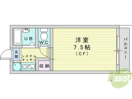 メゾンイズミ(1K/1階)の間取り写真