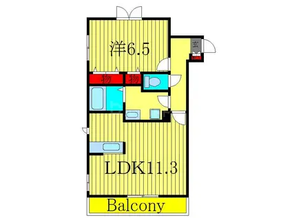 MAISOND`OR KAMEARI イースト(1LDK/2階)の間取り写真