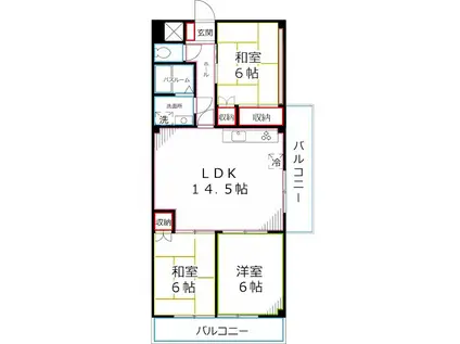 イートス立川(3LDK/2階)の間取り写真