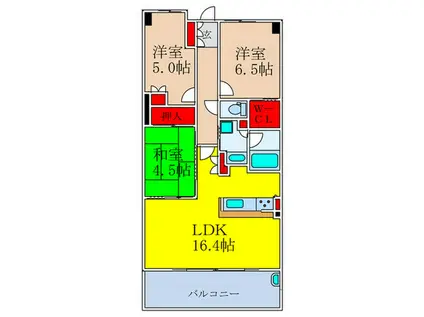 ライオンズ南千里佐竹台グランハートスカイヴ(3LDK/6階)の間取り写真
