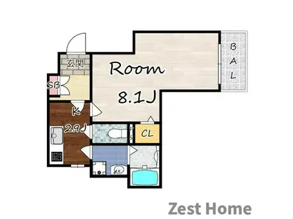 GRAN FELIZ(1K/2階)の間取り写真