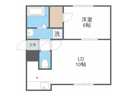 ジュピター月寒東I(1LDK/1階)の間取り写真