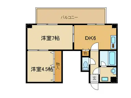パークサイド岡崎(2DK/6階)の間取り写真