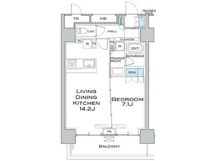 MFPRコート武蔵小山(1LDK/14階)の間取り写真