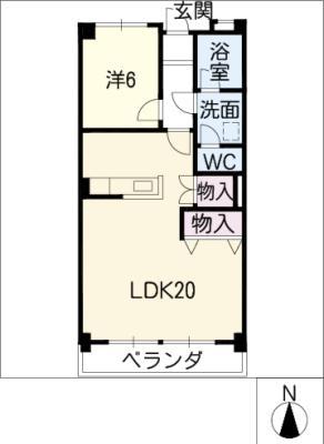 エクセル浅井(1LDK/2階)の間取り写真