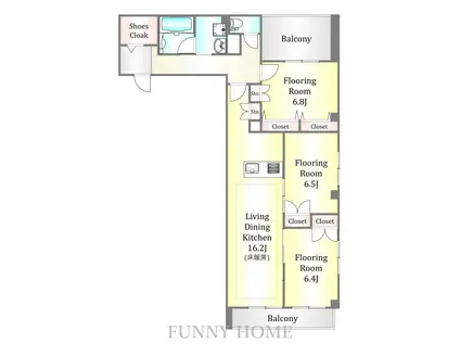 ビサイド・アベニュー(3LDK/3階)の間取り写真