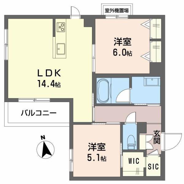 プレミアス鳳2(2LDK/3階)の間取り写真