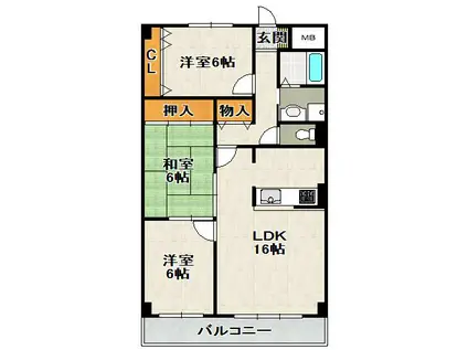 プレステージ安倉(3LDK/1階)の間取り写真
