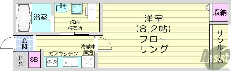 BRIX仙台長町(1K/3階)の間取り写真