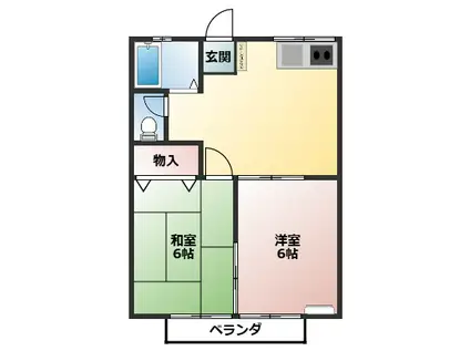 カーサー川入(2DK/2階)の間取り写真