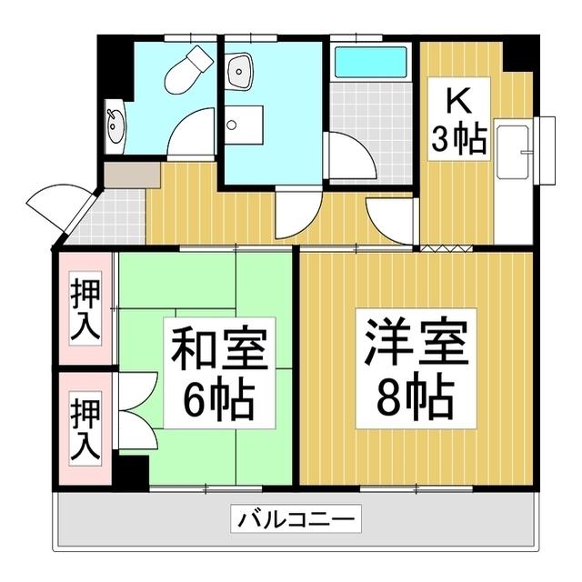 ハイツミヤザワ(2K/2階)の間取り写真