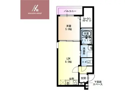 フジパレス花園中央公園南I番館(1LDK/2階)の間取り写真