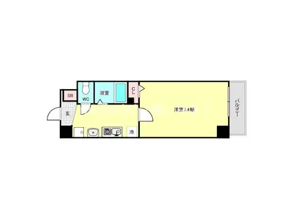 エスリードコート難波ウエスト旧ARCENCIEL SQUARE桜川(1K/5階)の間取り写真