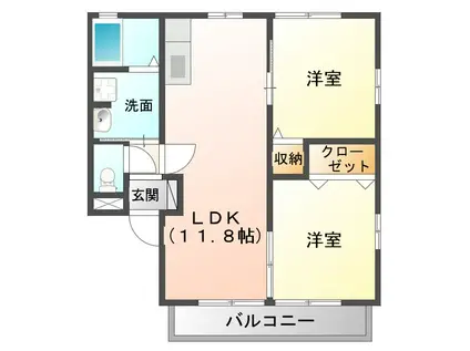 ヴィラ相生ABCDE(2LDK/1階)の間取り写真