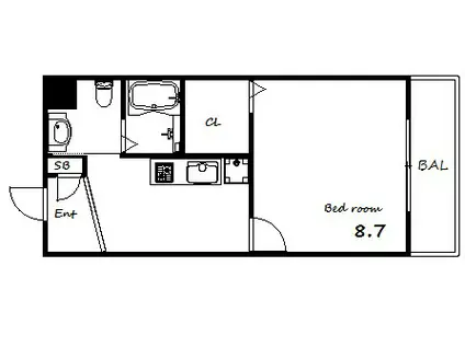 グラージェ三宮(1K/11階)の間取り写真