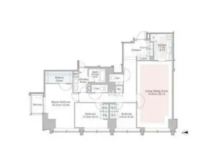 ラ・トゥール飯田橋(3LDK/14階)の間取り写真