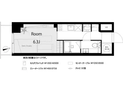 プラザ麻布(ワンルーム/5階)の間取り写真