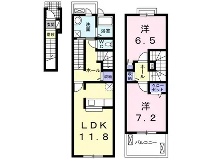 CELESTINO(2LDK/2階)の間取り写真
