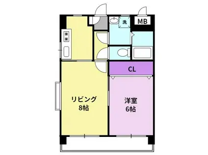 サンピーノ(1LDK/4階)の間取り写真