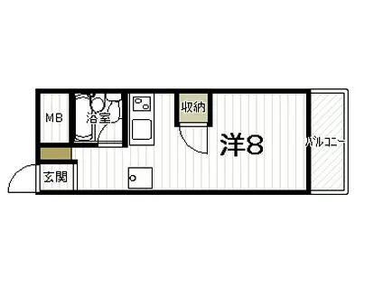 樹里ハイツ(ワンルーム/2階)の間取り写真