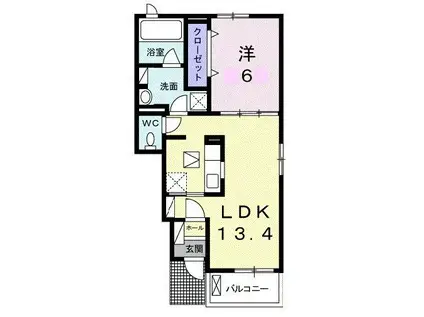 レガート春日I(1LDK/1階)の間取り写真